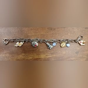 Vintage SILVERTONE Dog Pet Charm Bracelet AJMC